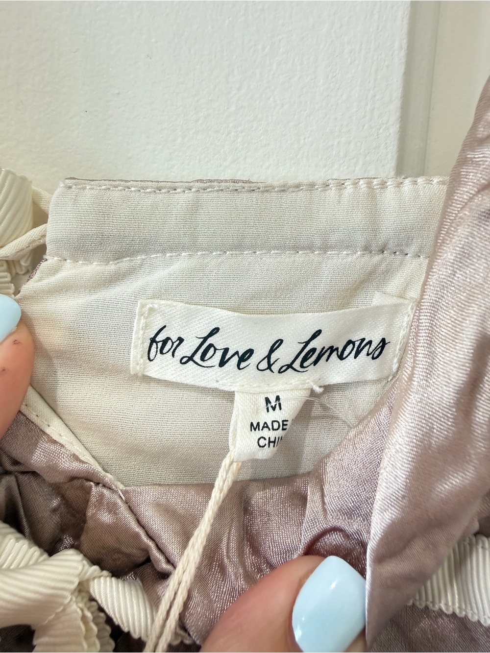 For Love & Lemons flower satin mini dress bubble bow tie bubble hem drop waist - Picture 8 of 14
